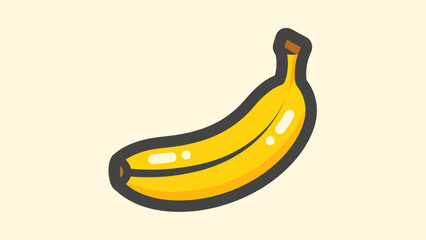 Cartoon banana illustration isolated yellow fruit on cream background