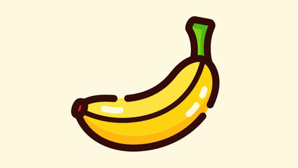 Cartoon banana illustration isolated yellow fruit on cream background