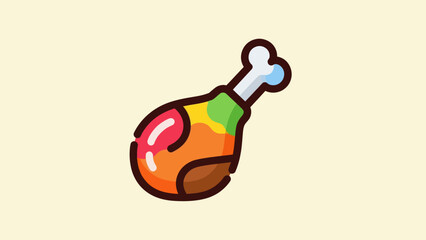 Cartoon chicken leg illustration against a light yellow background