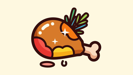 Cartoon chicken leg illustration isolated on beige background