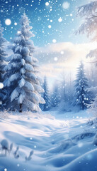 Fototapeta premium Magical winter wonderland vertical backdrop for social media stories