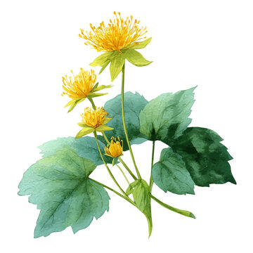 Goldenseal watercolor drawing vector, premium quality illustration on a clean white background.