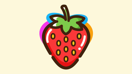 Cartoon strawberry illustration with colorful outlines and vector style