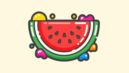 Cartoon watermelon slice illustration fresh fruit healthy eating concept