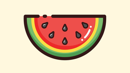 Cartoon watermelon slice illustration on a light background copy space
