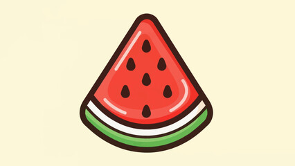 Cartoon watermelon slice illustration on a light background copy space