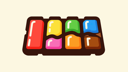 Colorful candy selection in a tray illustration for food related concepts
