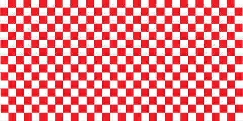 vector of panorama of red and white chessboard background. pattern for fashion, border, cloth, flag, wrapping paper, cover skin, table cloth, scene. flag. vector