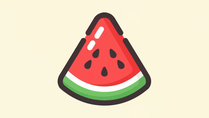 Cartoon watermelon slice isolated on light background fresh fruit concept