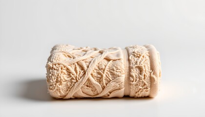 A close up view of a cylindrical wooden object with an intricate design etched into its surface. The texture and pattern of the engraving suggest it may be handcrafted