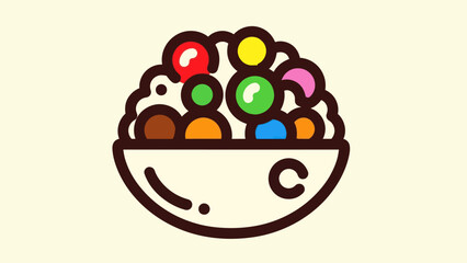 Colorful bowl of treats vector illustration for food and culinary themes