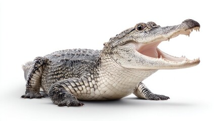 Obraz premium American alligator with open mouth isolated on a white background