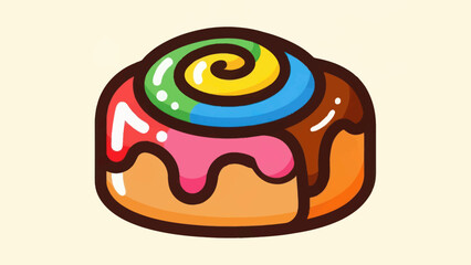 Colorful cartoon illustration of a fresh baked cinnamon roll pastry dessert item