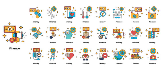 Fototapeta premium A series of abstract symbols and numbers that are related to finance