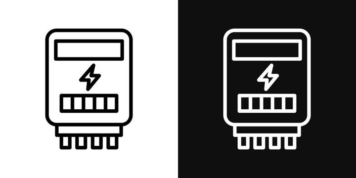 electric meter icons - editable stroke vector illustration