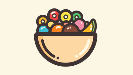 Fototapeta premium Colorful cereal bowl illustration wholesome breakfast food vector design
