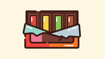 Colorful chocolate bar illustration candy treat with wrapped packaging