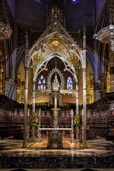 Obraz premium Interior of the Cathedral Saint Mary, Catedral Metropolitana de Santa Maria la Real in Pamplona, Navarre, Spain.