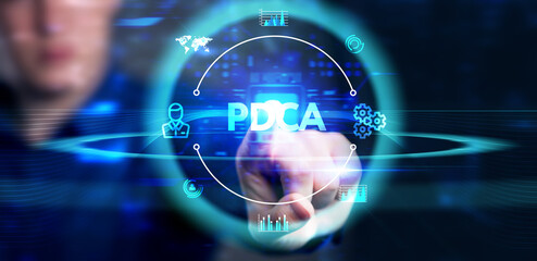 PDCA Plan Do Act Check Business technology concept. Technology, Internet and network concept.