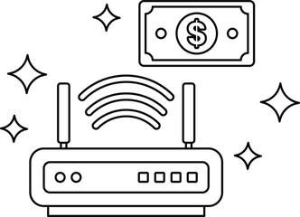 A wifi router with a dollar bill next to it