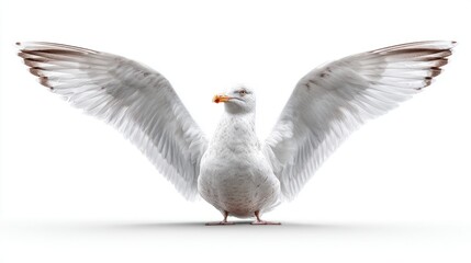 Fototapeta premium Seagull with outstretched wings isolated on a clean white background