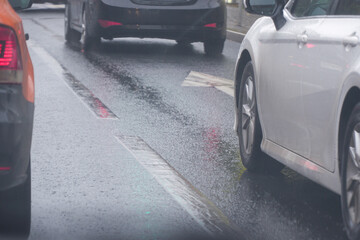 Cars standing in a traffic jam