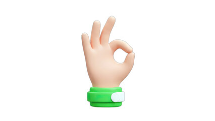 3D Hand Gesture: Okay Sign on White Background