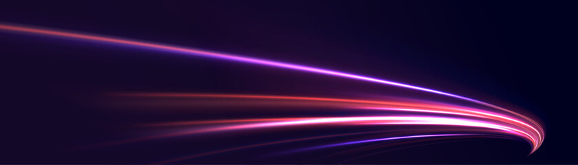 Fototapeta premium Road line swirl color light motion speed traffic night city. 