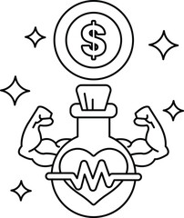 A cartoon of a man with a heart and dollar sign