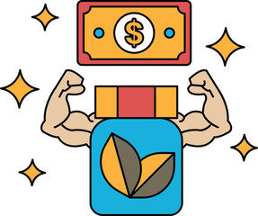 A dollar bill is on top of a bottle of medicine