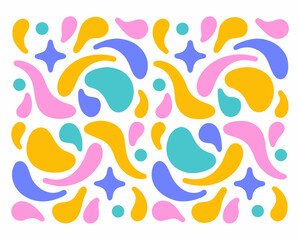 Colorful abstract pattern of organic shapes and playful design elements