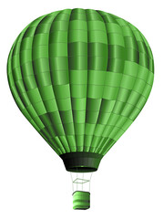 Naklejka premium hot air balloon with a texture appears slightly glossy and is inflated, showing vertical seams. The basket at the bottom is cylindrical