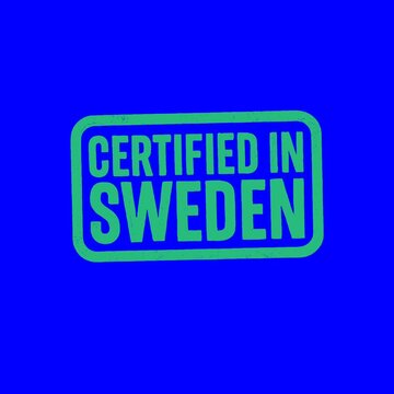 Certified in Sweden red and green grunge stamps isolated on green and blue chroma key background
