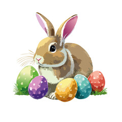 easter bunny and easter eggs vector graphic design