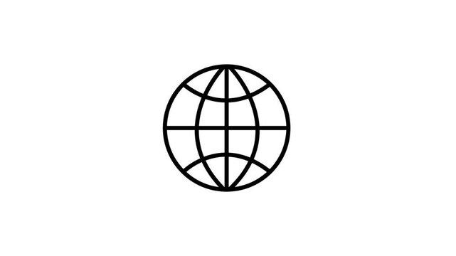 Simple globe icon outline isolated on white background