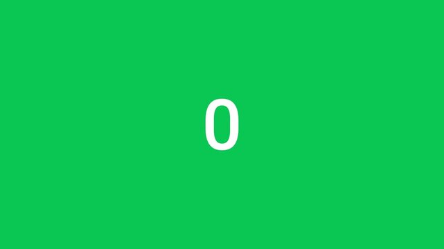White 5 second Countdown from 5 to 0 animation on Green Screen. 4K Video
