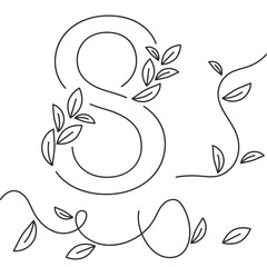 8 march line art, holiday card decoration, vector illustration