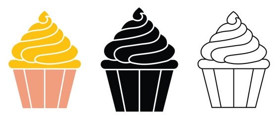 Cupcake vector illustration. Cupcake icon vector symbol. Silhouette of cupcake design for app, logo, web and others. Vector illustration.