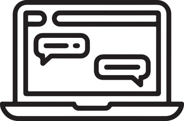 Laptop computer with chat bubbles on screen