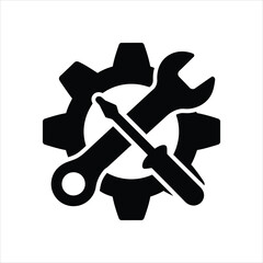 Settings Tools Icon – Wrench Screwdriver Gear Vector Silhouette