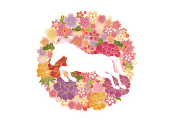 2026　令和八年 和柄　午年シルエット　ゴージャス年賀状