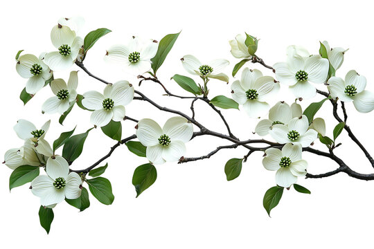 Dogwood Tree , Cornus florida, on white background
