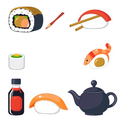 Sushi food and japanese tea set © Jen