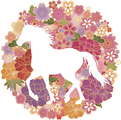 2026　令和八年 和柄　午年シルエット　ゴージャス年賀状