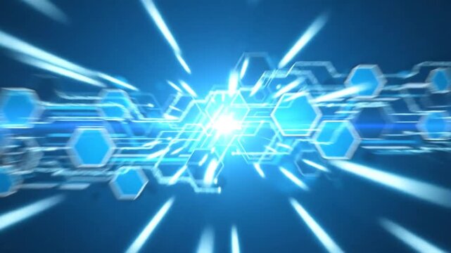 Abstract Blue Hexagon Network Technology Background.