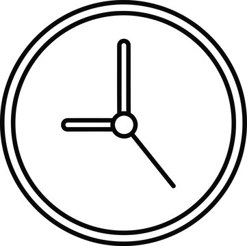 Simple Outline Icon Of A Clock Showing 9O' Clock time watch