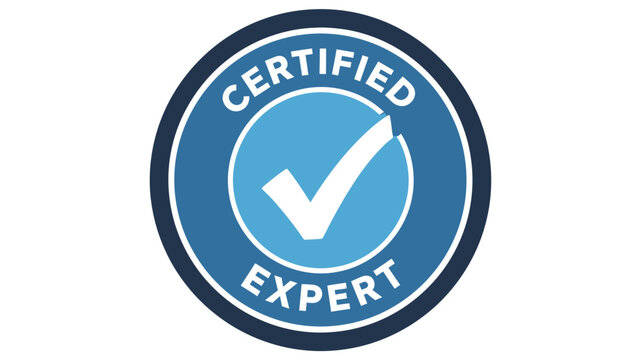 Certified Expert Badge with Checkmark Illustration Emphasizing Professional Qualification