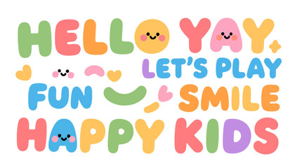 Kids Fun Typography Vector Illustration, Playful Cartoon Text Design for Children Learning and Creative Education