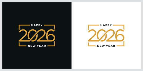 Obraz premium Happy new year 2026 logo. Premium vector design for poster, banner, greeting and new year 2026 celebration.