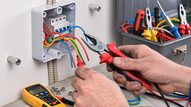 electrician fixing electrical wires